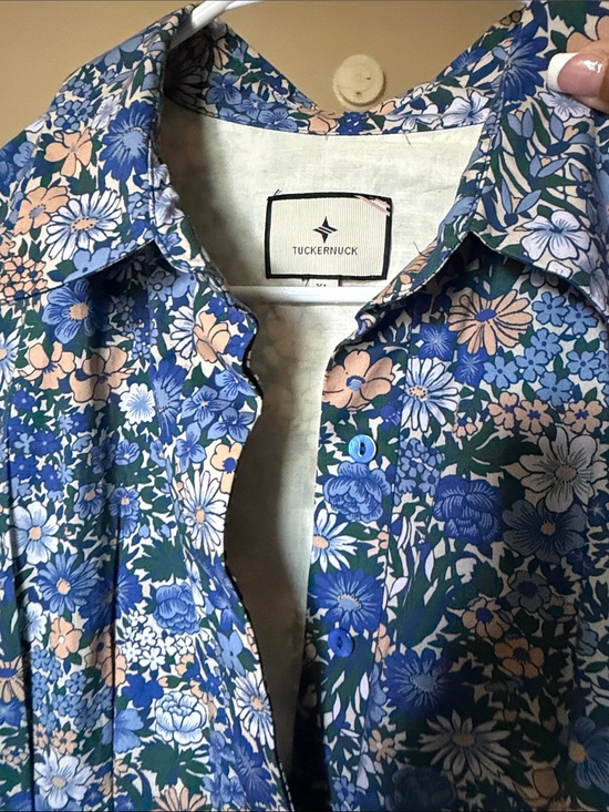 Tuckernuck Dresses & Skirts - Tuckernuck Floral Button-Down Shirt in Blue and Peach